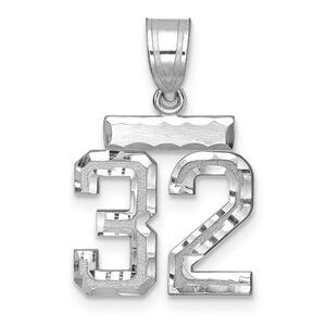 14k White Gold, Varsity Collection, Small D/C Pendant, Number 32